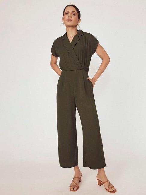 the label life olive wrap jumpsuit