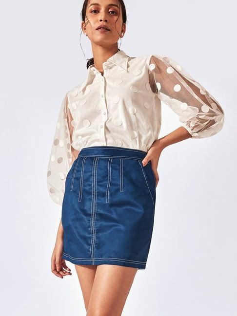 the label life blue mini skirt