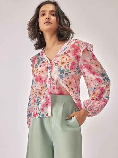 the label life multicolor floral blouse