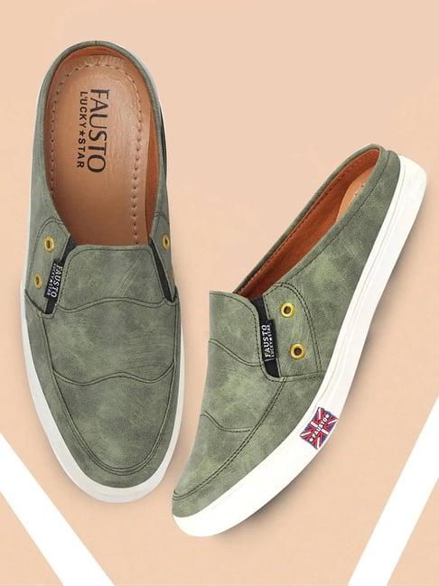 fausto men's olive mule shoes