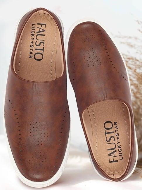 fausto men's brown mule shoes