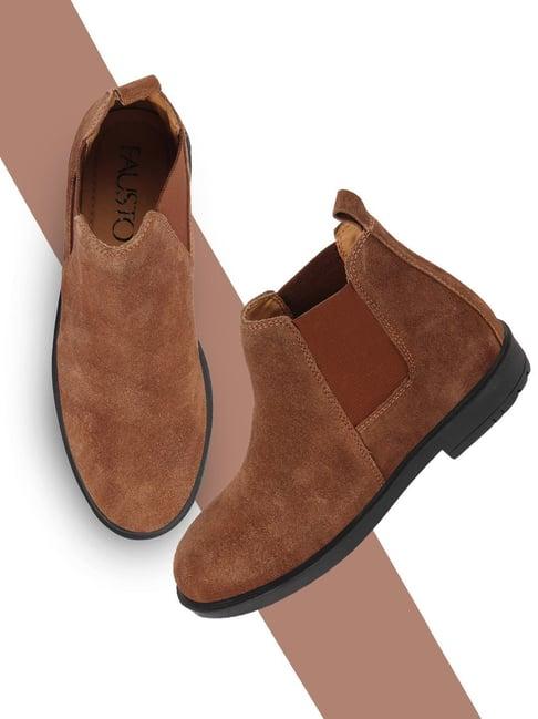 fausto men's camel chelsea boots