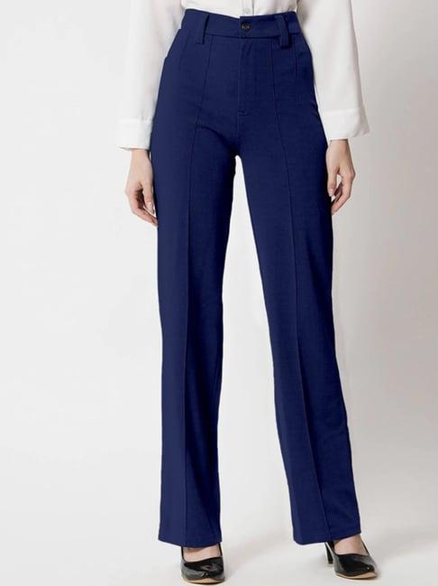 selvia blue regular fit mid rise trousers