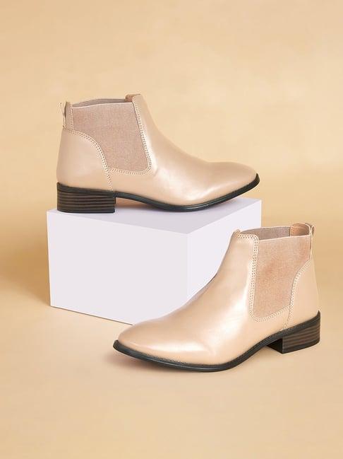 forever glam by pantaloons women's beige chelsea boots