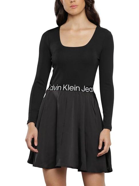 calvin klein black logo regular fit dress