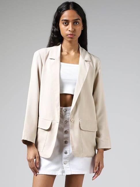 nuon by westside solid light beige jacket