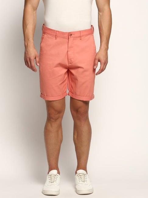 showoff peach slim fit shorts