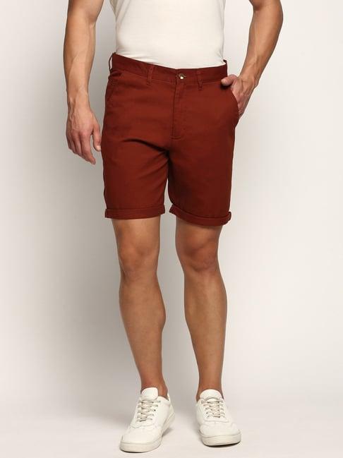 showoff rust slim fit shorts