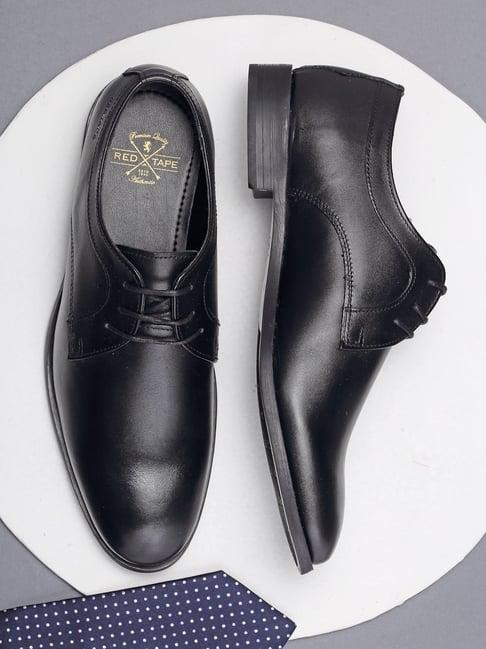 red tape men's jet black derby shoes