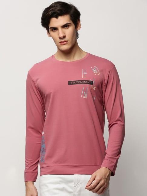 showoff mauve slim fit printed sweatshirt