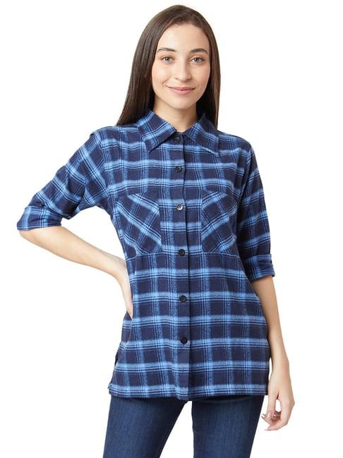 smarty pants blue cotton checks shirt