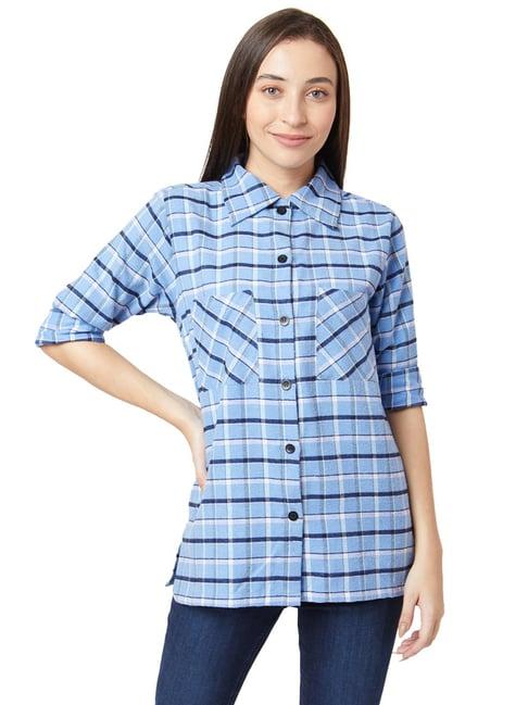 smarty pants blue cotton checks shirt