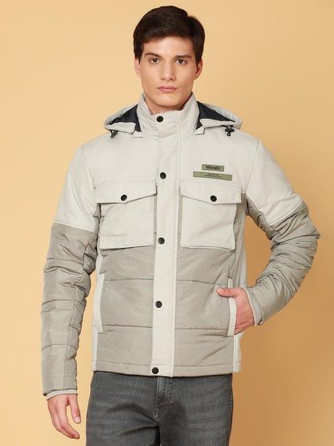 wrangler grey regular fit hooded jacket