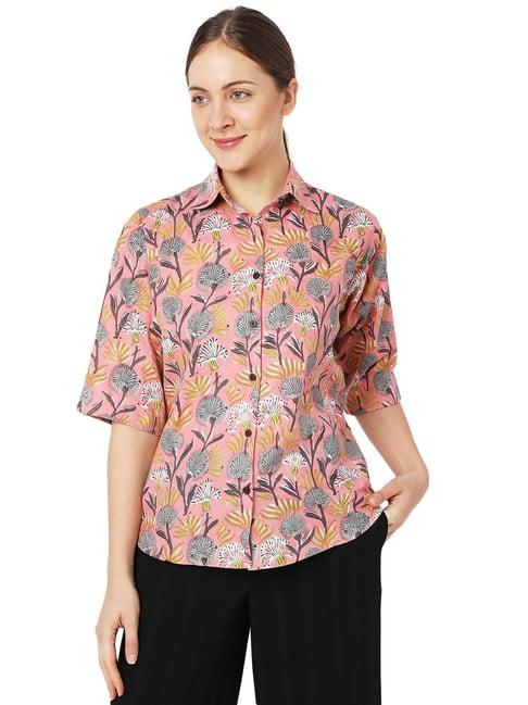 smarty pants pink cotton floral print shirt