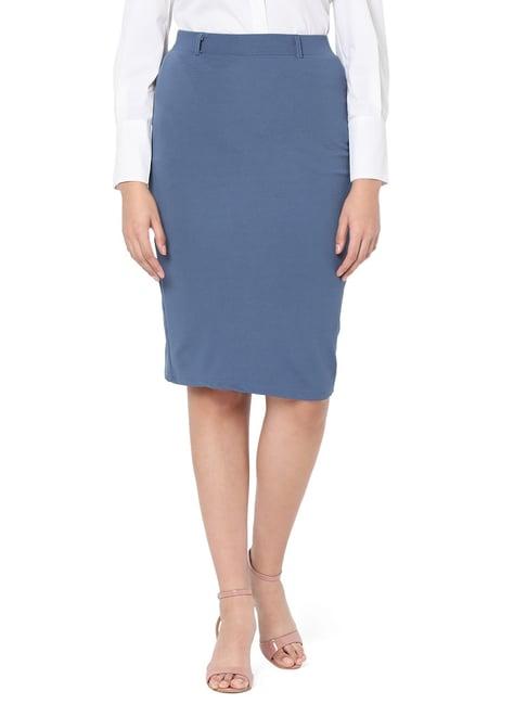 smarty pants blue cotton above knee skirt