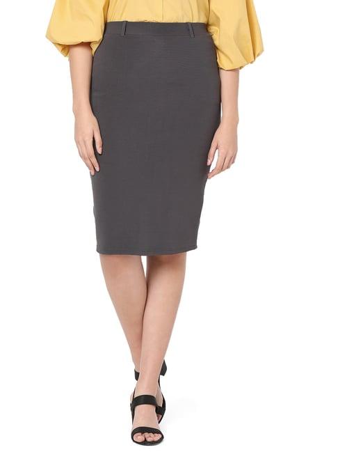 smarty pants grey cotton above knee skirt