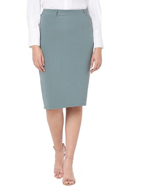 smarty pants sage green cotton above knee skirt