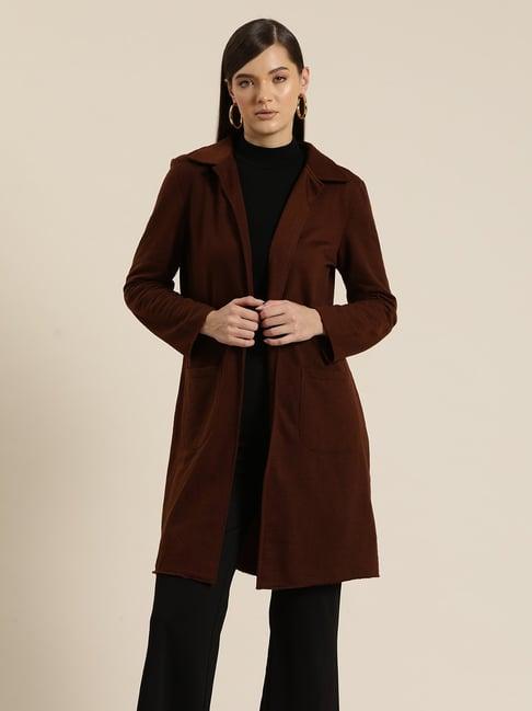 qurvii brown fleece coat