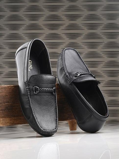 clog london men's black casual loafers