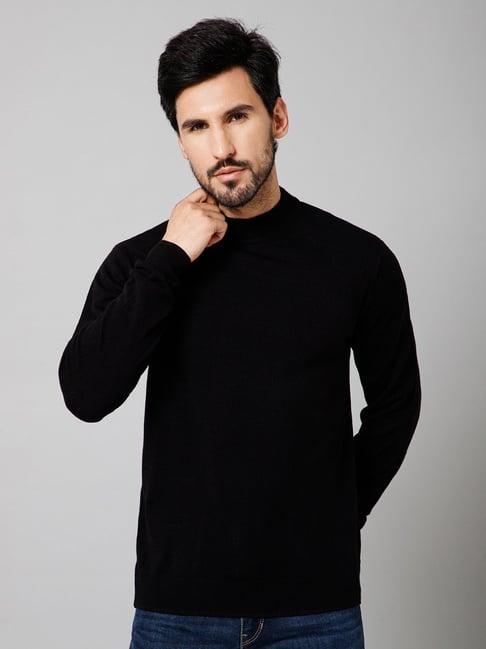 cantabil black regular fit round neck sweater