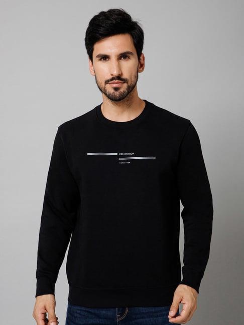 cantabil black regular fit round neck sweatshirt