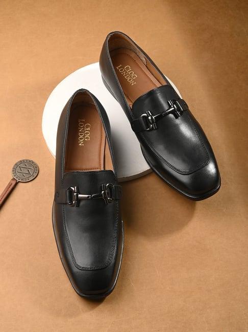 clog london men's black formal loafers