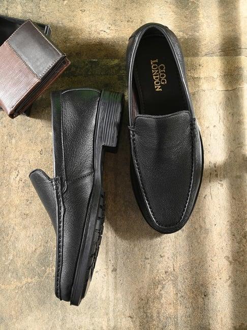 clog london men's black formal loafers