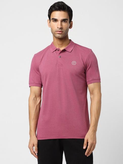 van heusen flex pink regular fit polo t-shirt