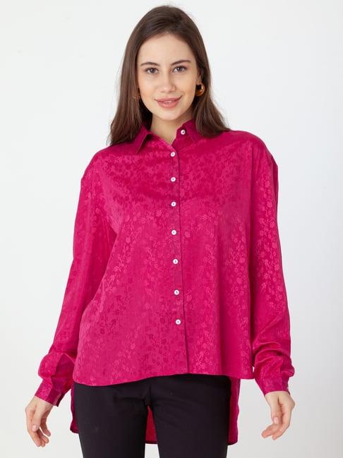 zink london fuchsia floral print shirt