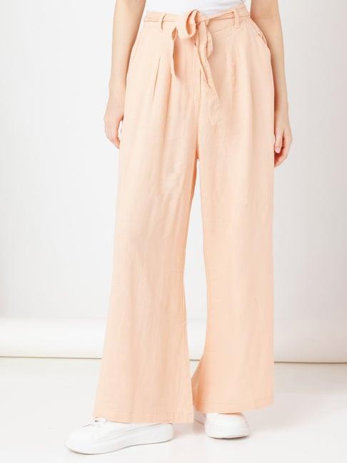 zink london peach regular fit high rise palazzos