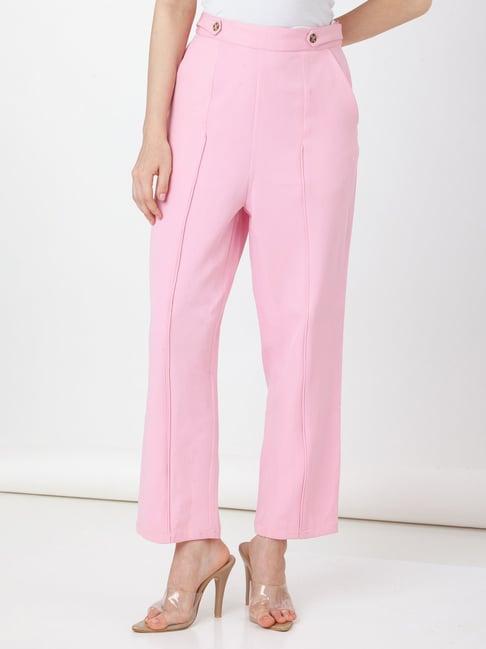 zink london light pink regular fit high rise trousers