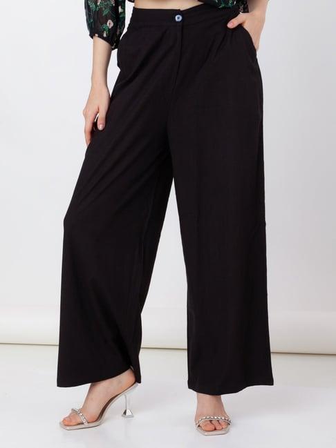 zink london black regular fit high rise trousers