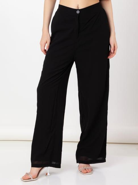 zink london black regular fit high rise trousers