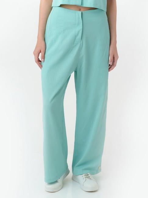 zink london turquoise regular fit high rise trousers