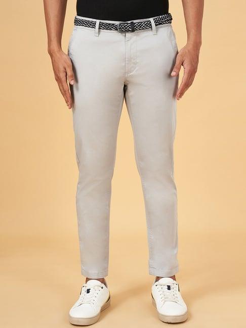 byford by pantaloons light grey slim fit trousers