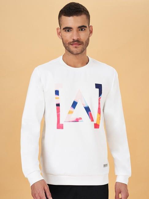 street 808 by pantaloons white regular fit self pattern sweatshirt