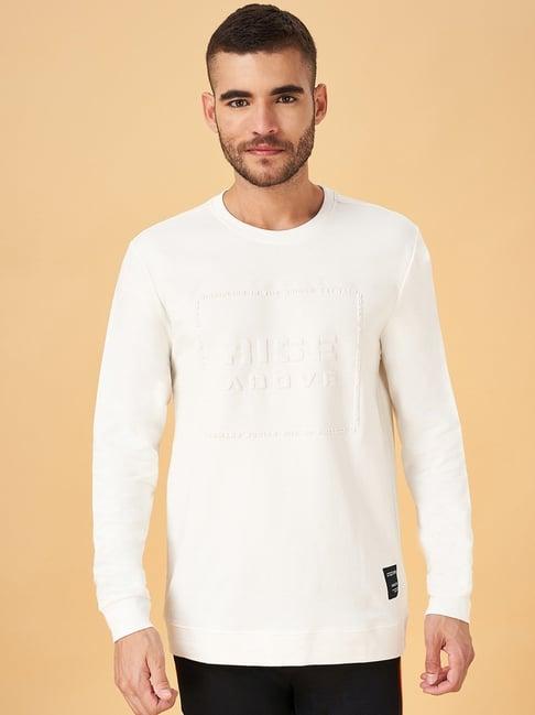 street 808 by pantaloons off white regular fit self pattern sweatshirt