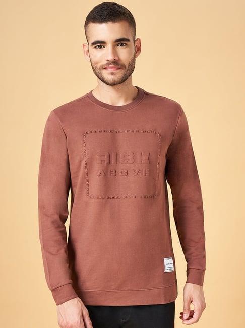 street 808 by pantaloons burgundy regular fit self pattern sweatshirt