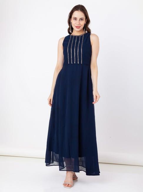 zink london navy embellished maxi dress