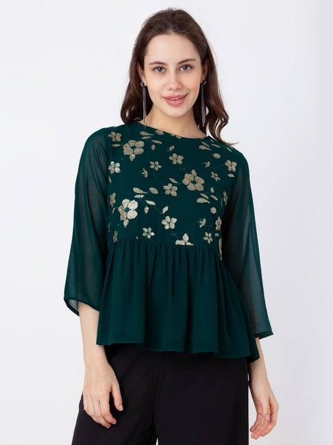 zink london teal embellished top