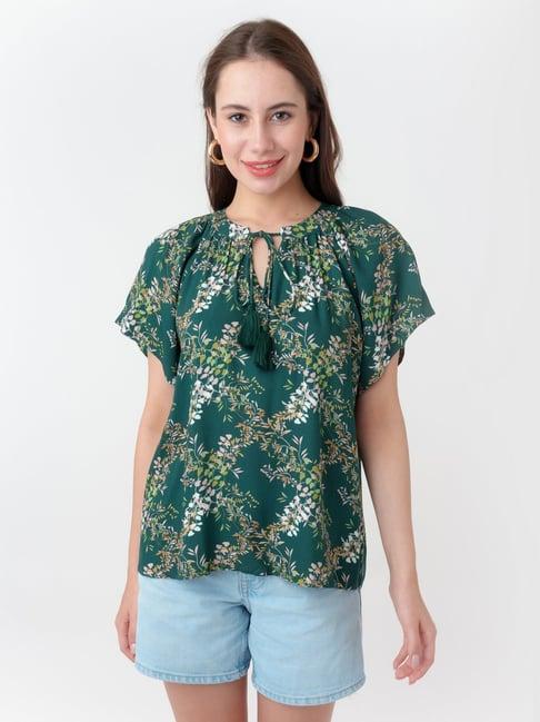 zink london green floral print top