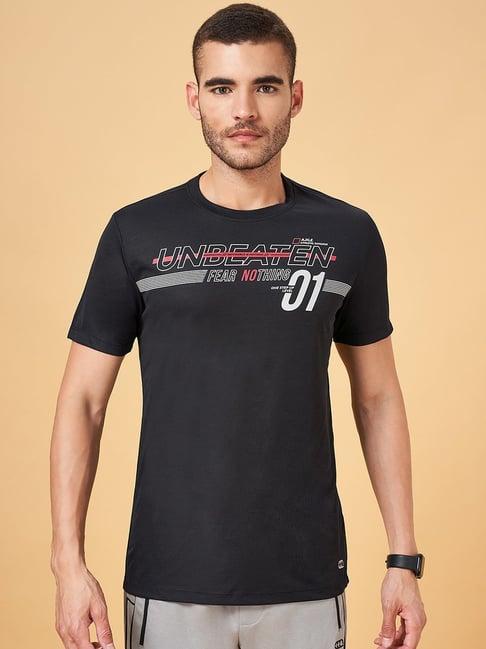 ajile by pantaloons black slim fit printed t-shirt