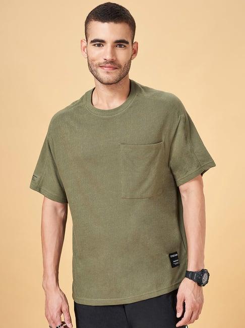 street 808 by pantaloons green cotton boxy fit t-shirt