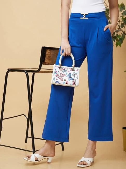 globus blue relaxed fit high rise trousers