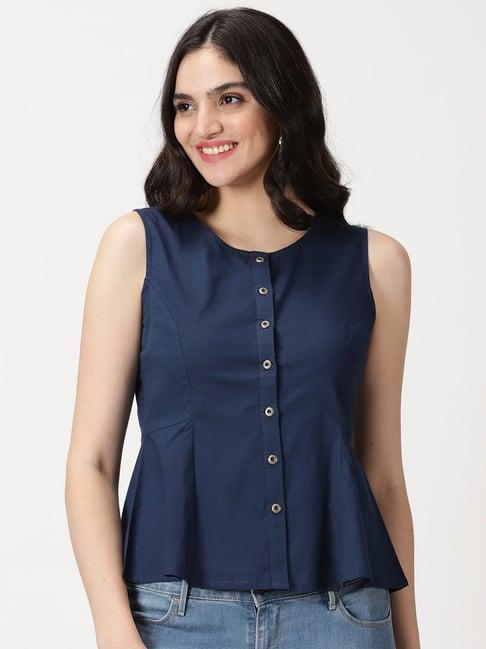 saffron threads navy top