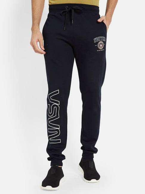 octave navy regular fit printed joggers