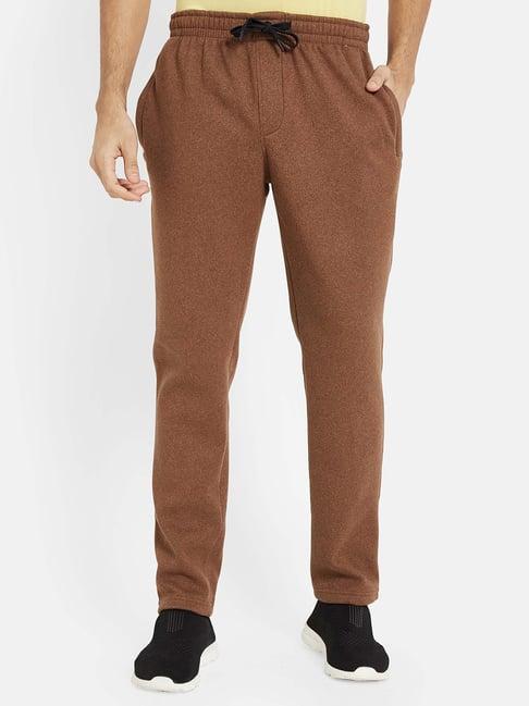 octave brown melange regular fit trackpants