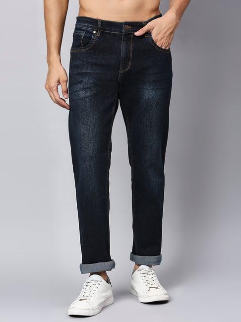 thomas scott dark blue regular fit lightly washed jeans