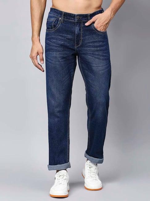 thomas scott blue regular fit lightly washed jeans