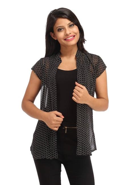 cottinfab black polka dot print shrug